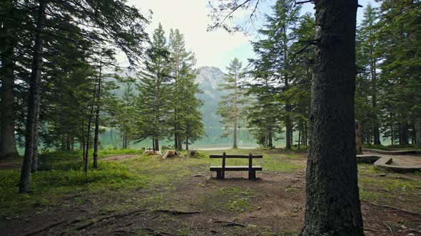 Mount Durmitor, Black Lake - Walking Through a Clearing at a Camping Site