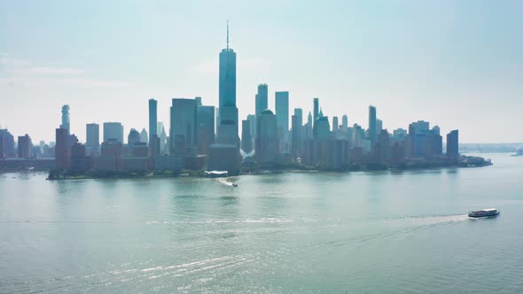 New York City Cinematic Manhattan Cityscape USA  Aerial Buildings Skyline