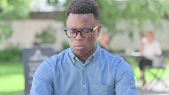 Portrait of African Man Having Coughing