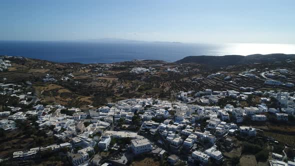 Village of Apollonia on Sifnos Island in the Cyclades in Greece from the sky