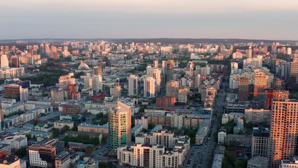 View of the City at Sunset in Summer