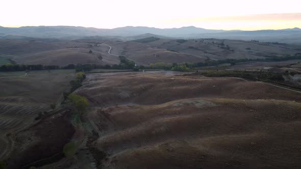 Val d'Orcia Rolling Hills in Tuscany Aerial View