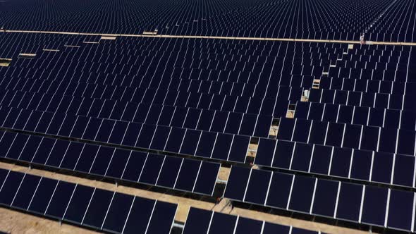  Aerial Footage of Solar Energy Panels, Eco-friendly Environment Concept, USA