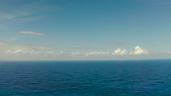 Seascape Blue Sea Sky with Clouds Aerial View