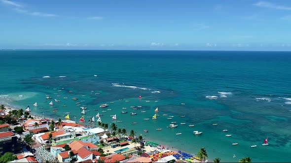 Northeast Brazil. Panorama landscape of beach natural pools.