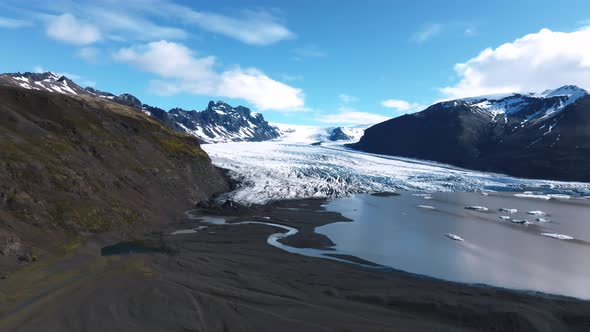 Aerial Panoramic View of the Skaftafell Glacier Vatnajokull National Park