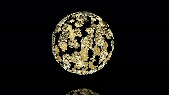 3d Gold Spheres Rotate Abstract on Black Futuristic Concept Modern Space