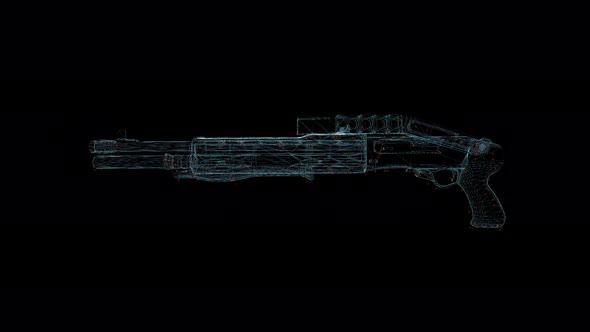 3D Seamless Loop Shotgun Hologram Wireframe