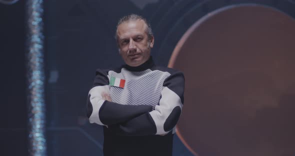 Italian Astronaut Looking at Camera