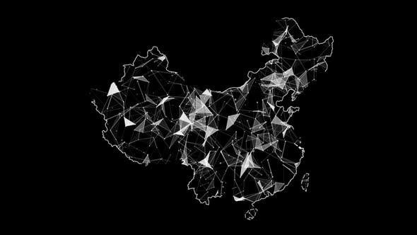 Abstract White Plexus Network In China Map