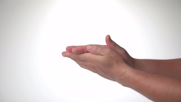 Men's Hands  Gesture to Clap Hands Applause on a White Background