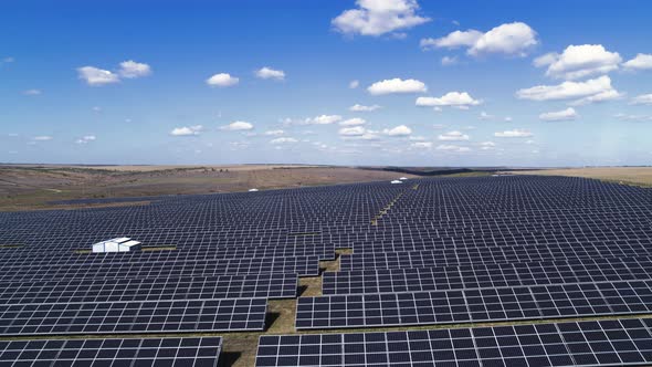 Solar Panel Green Energy at Sunny Day Aerial View