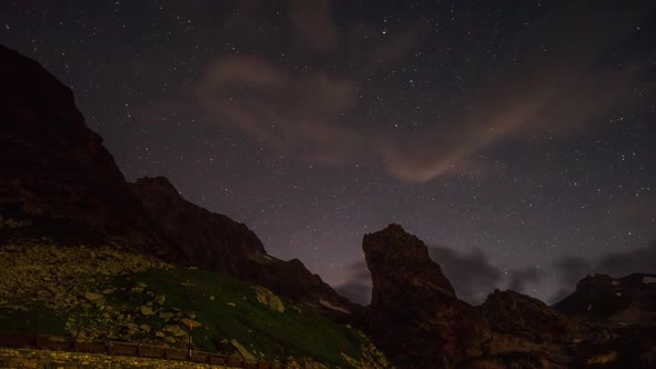 Great St Bernard Pass alps switzerland mountains timelapse stars night