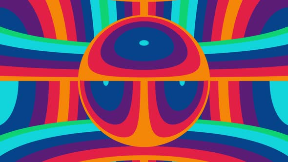 Distorted stripes in abstract rainbow pattern. Seamless loop animation with rainbow lines