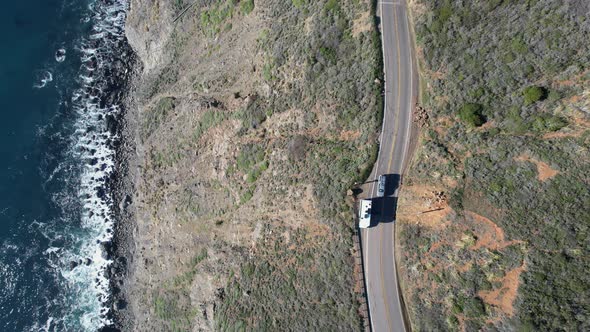 RV Camper Van on the Scenic Coastal Route