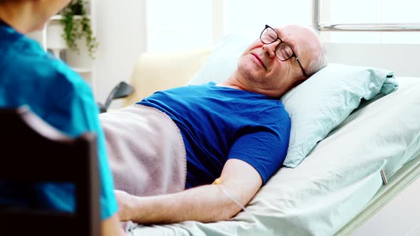 Cannula Nursing Home Hospital Bed Elderly Man Sick alt