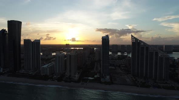 Aerial landscape of coast city of Miami Florida United States