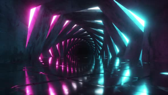 Flying Through a Luminous Neon Corridor