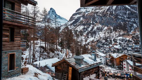 Video Time Lapse Very Beautiful Nature of Matterhorn Mountain  Switzerland