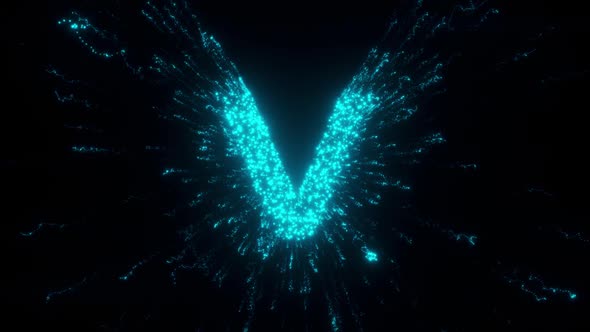 V Letter With Futuristic Particles Hd