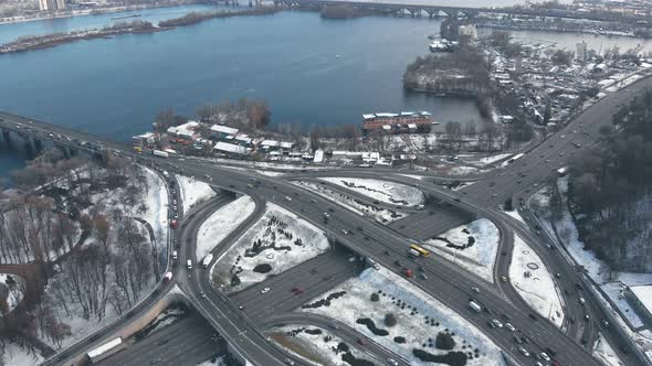 Kiev - Capital of Ukraine in Winter. Dnepr River.