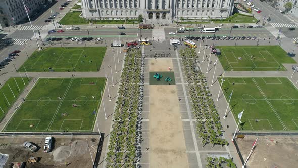 Aerial view of Civic Center Plaza