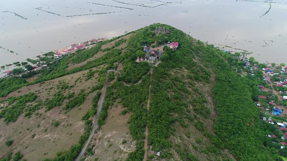 Farming and fishing village near Siem Reap in Cambodia seen from the sky