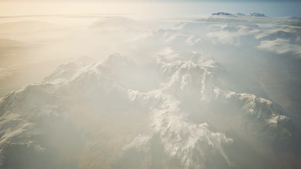 Alps Mountain Range Aerial Shot Flying