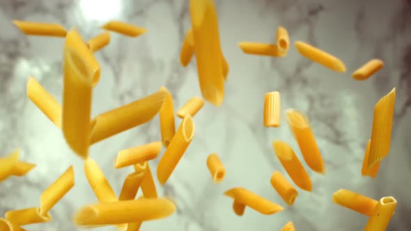 Pasta Penne Flyi in the Air