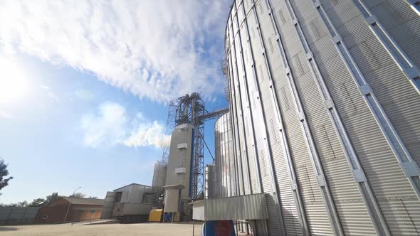 Metal grain elevator. Grain warehouse