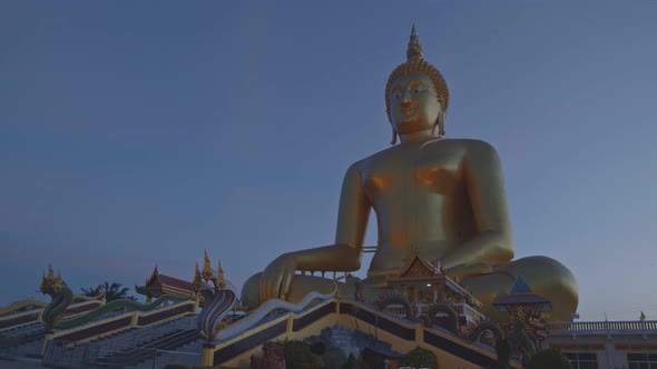 The Big Buddha Statue At Wat Muang In Twilight