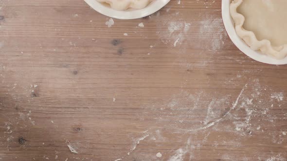 Step by step. Making pie crust from scratch to bake pumpkin pie.