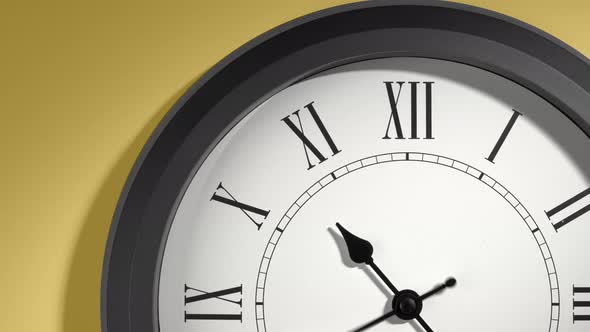 Clock Face On Yellow Wall