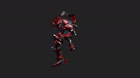 Red mecha in action with Uppercut Jab style