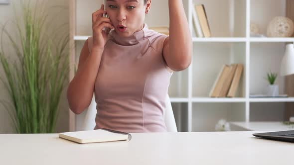 Scolding Boss Outraged Woman Mobile Communication