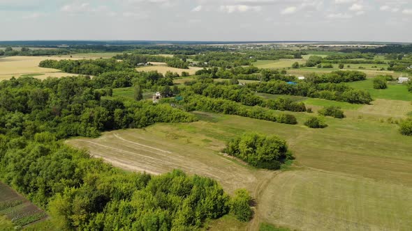 Beautiful Rural Summer Landscape From a Height in Russia