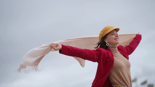 Smiling girl with a scarf 