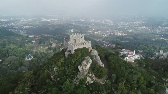 Aerial View of Moorish Castle Sintra Portugal