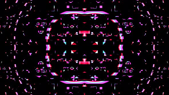 Looping pattern. Abstract background Equalizer DJ disco neon led lighting. Kaleidoscope, mandala