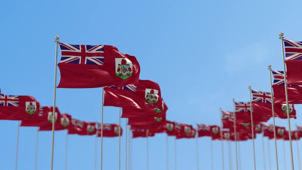 Bermuda Row Of Flags 3D Animation