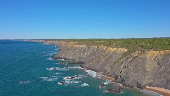 Aerial View of the Portuguese Mountain Coastline Vicentina