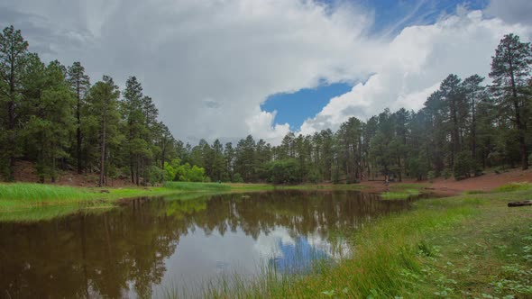 Scenic Lake with Storm Clouds Above Time Lapse