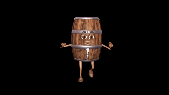 Wooden Barrel Dancing Loop On Alpha Channel