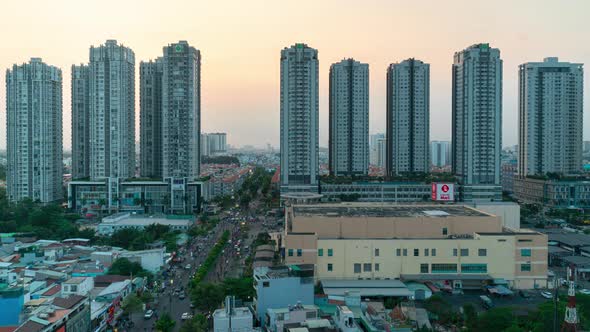 Sai Gon Town Sunset Day to Night Timelapse 4K - Ho Chi Minh city, Viet Nam