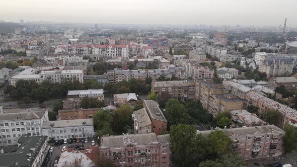 Cityscape of Kyiv, Ukraine. Aerial View, Slow Motion