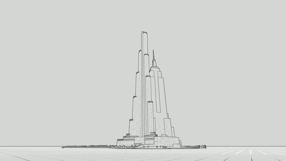 Burj Khalifa Wireframe Animation