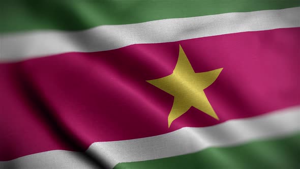 Suriname Flag Textured Waving Close Up Background HD