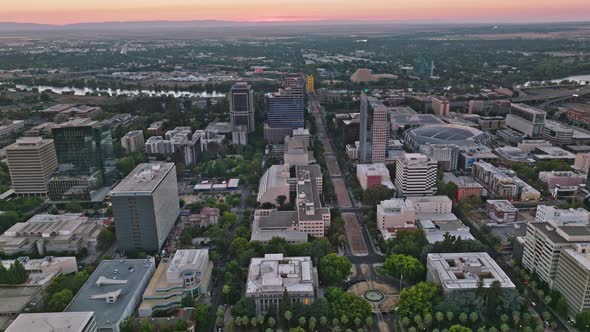 Sacramento downtown from an drone