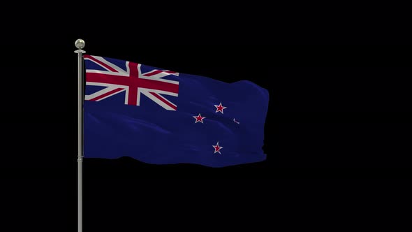 New Zealand Looping Of The Waving Flag Pole With Alpha