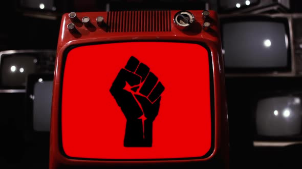 The Raised Fist, or the Clenched Fist on a Retro Television.